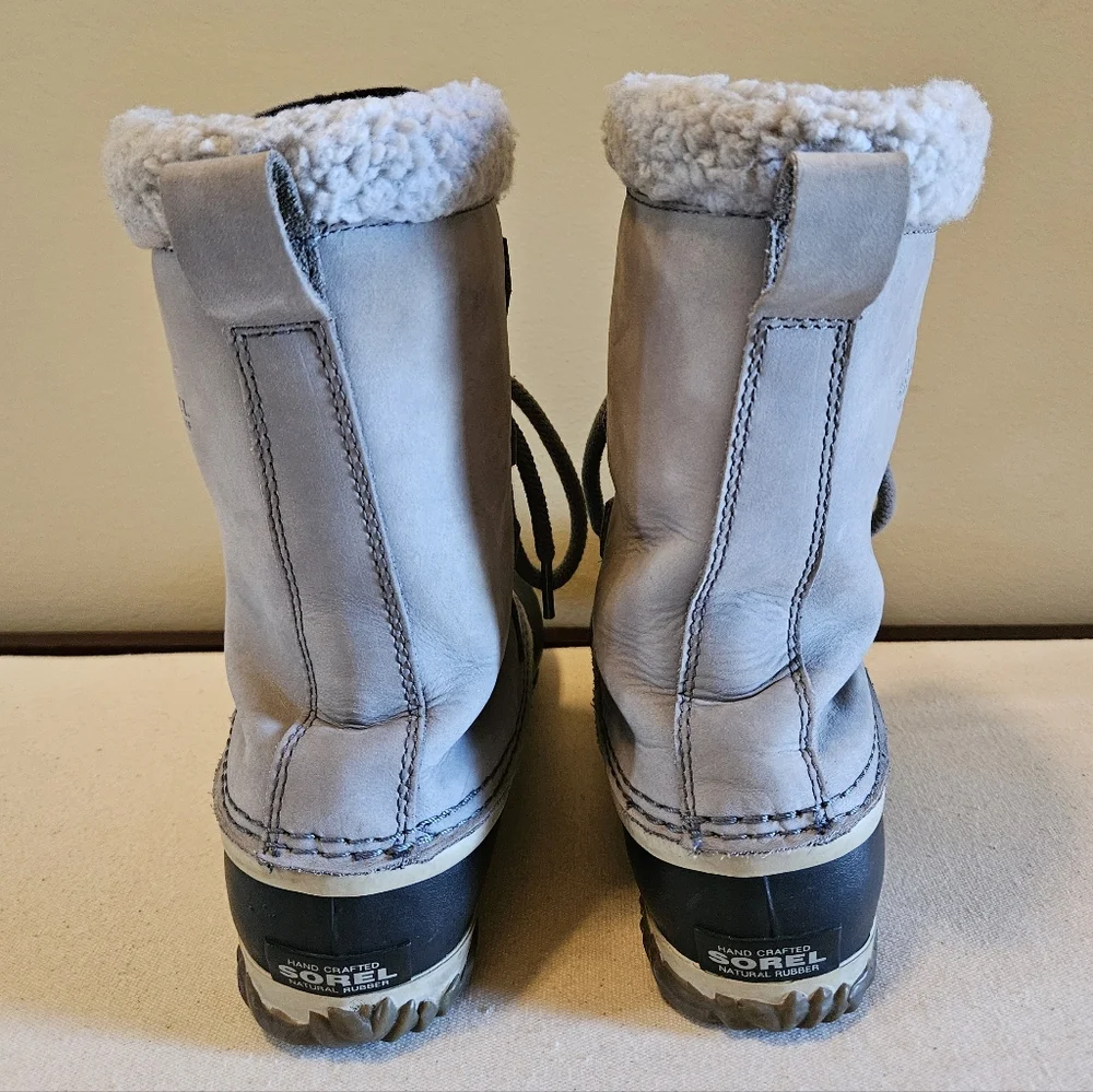 Sorel Caribou Slim Gray Leather Waterproof Boots – Women’s 7.5 - Picture 5 of 13